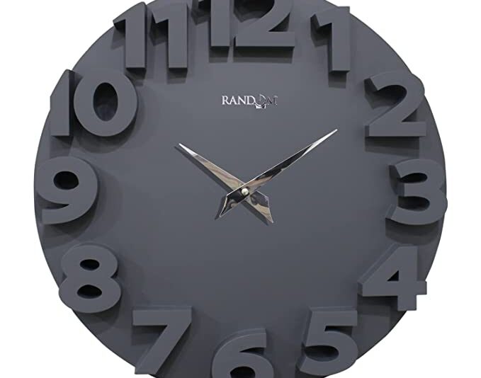 Random Wall Clock for Living Room, Bedroom, Home, Office, Kitchen| Wall Clocks for Home | Big Size Wall Clock with Glass|Designer Wall Clock for Home Decor |Quartz Movement|14- inch|RC-63338 |Grey