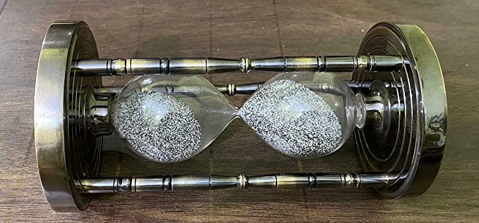 Handmade Antique Brass Compass Hourglass Nautical Maritime Old Sand Clock Timer - Image 4