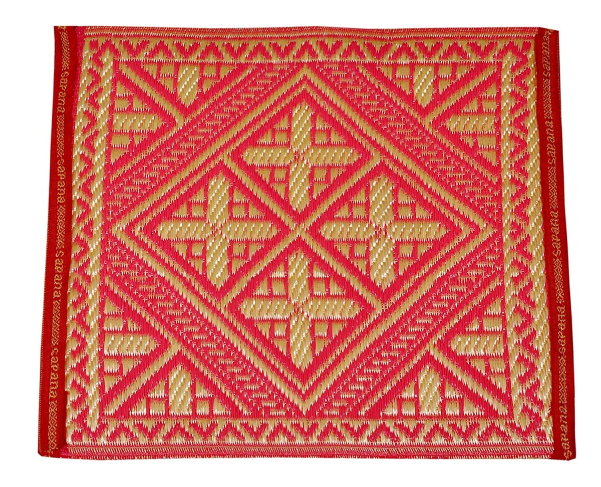 Sapana Mats Plastic Chatai (Pink , Ivory, 45 cm x 45 cm)