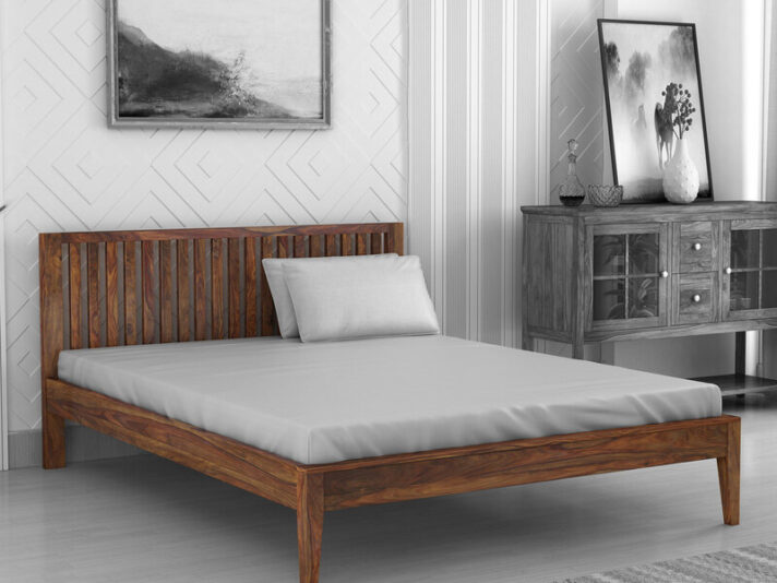 Aspire Platform Queen Size Bed In Teak Finish