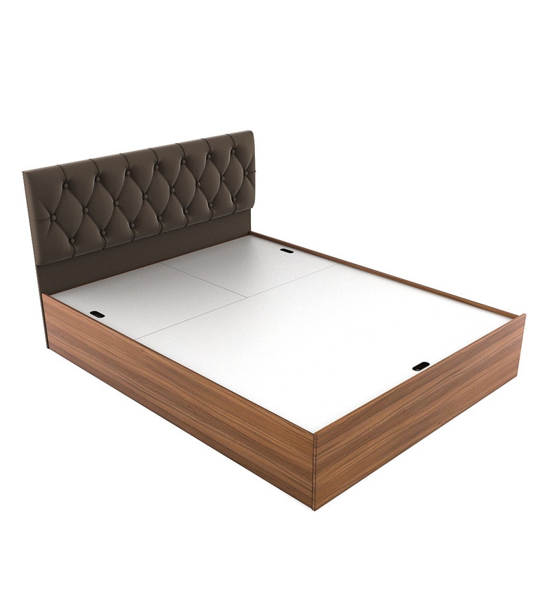 Comet Queen Size Upholstered Bed with Hydraulic Storage in Exotic Teak Finish - Image 4