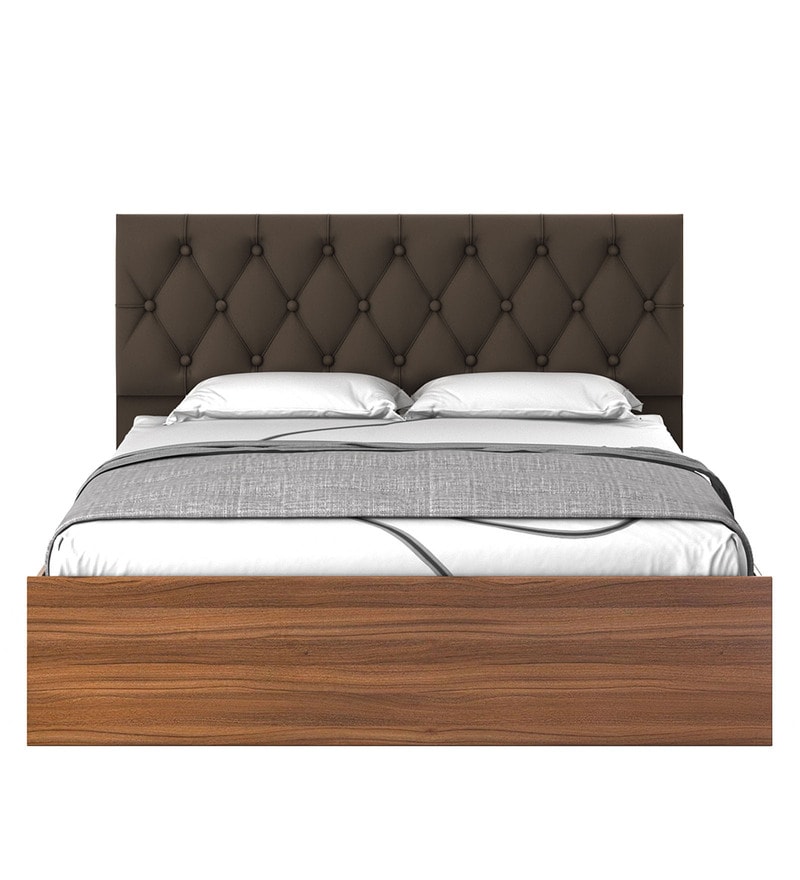 Comet Queen Size Upholstered Bed with Hydraulic Storage in Exotic Teak Finish - Image 3