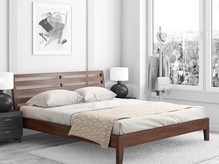 Fern Queen Size Bed in Walnut Brown Matte Finish