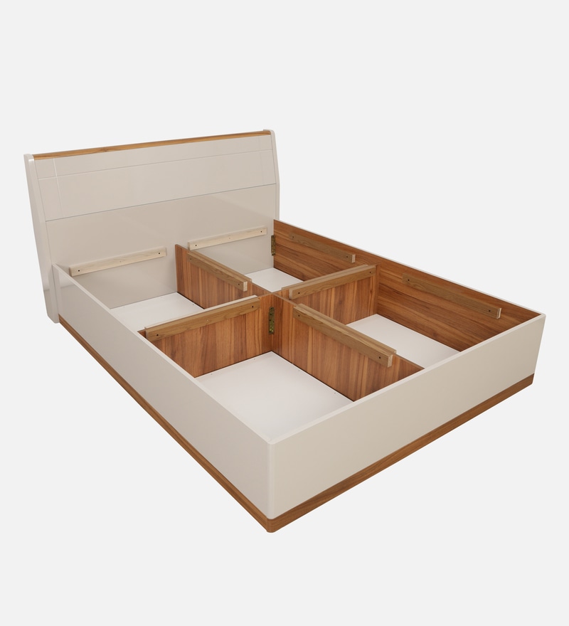 Josefa Queen Size Bed with Storage in Natural Teak Wood Finish - Image 5