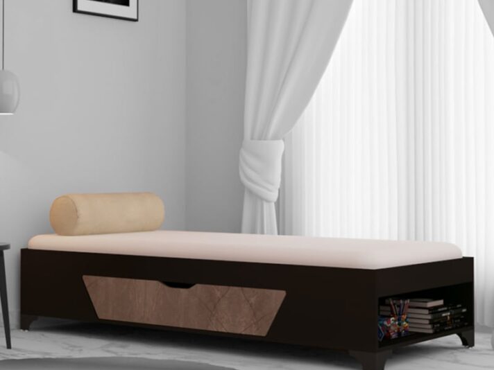 Kaze Single Bed With Box Storage In Wenge Finish