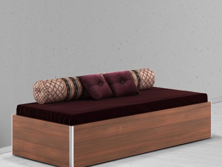 Kosmo Single Bed with Storage in Rigato walnut Finish