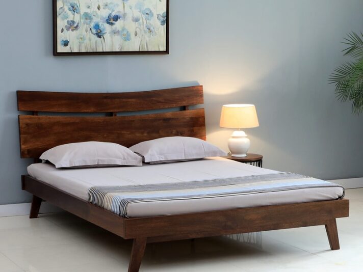Live Edge Solid Wood Queen Size Bed In Tubbaq Finish