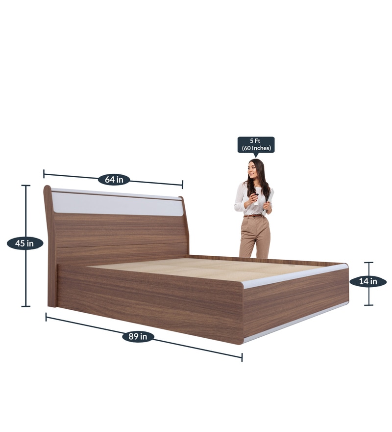 Lixo Queen Size Bed with Box Storage in Teak finish - Image 2