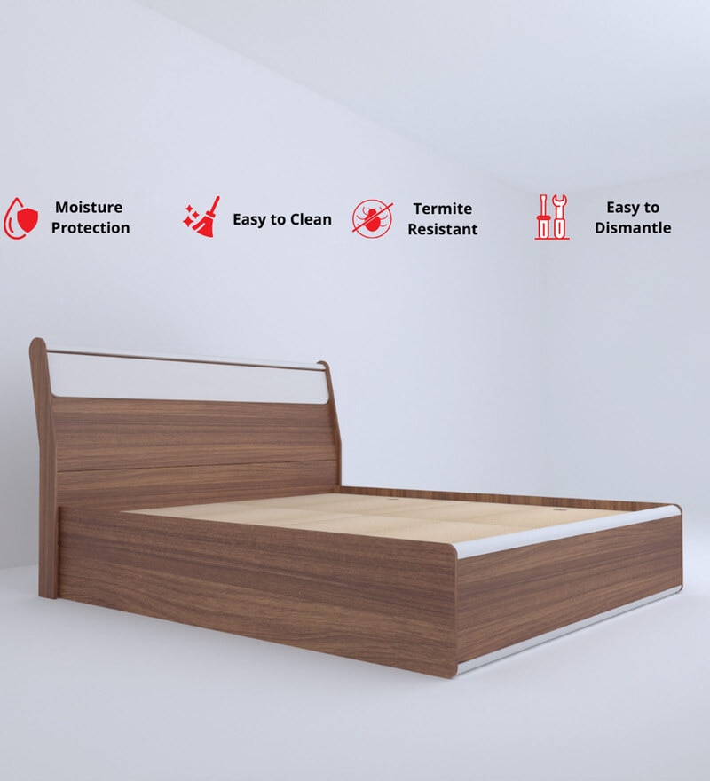 Lixo Queen Size Bed with Box Storage in Teak finish - Image 4