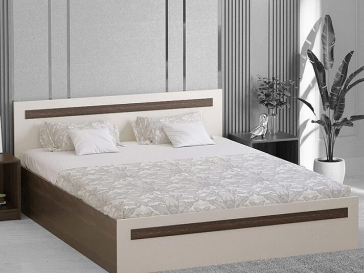 Maltein Queen Size Bed with Storage in Wenge & White Finish