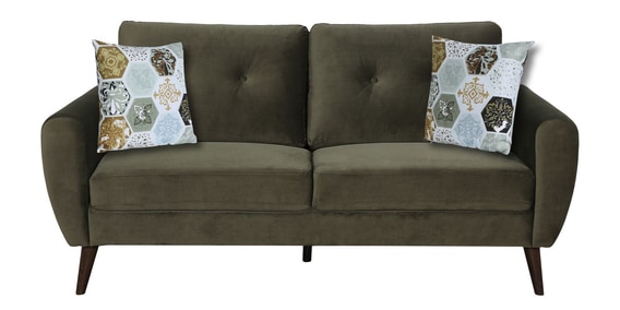 Merida 3 Seater Velvet Sofa In Dark Olive Colour - Image 3