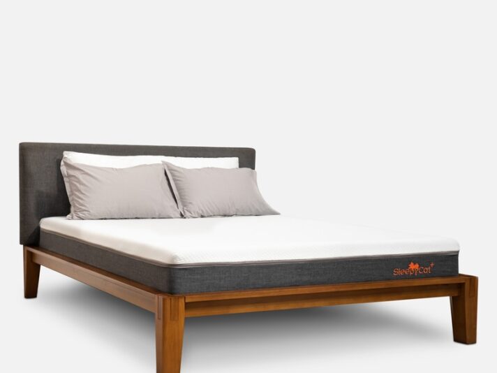 Ohayo Upholstered Queen Size Bed in Light Walnut Colour