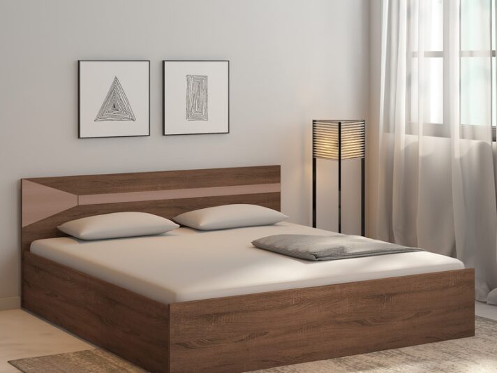 Tenchi King Size Bed In Walnut Finish