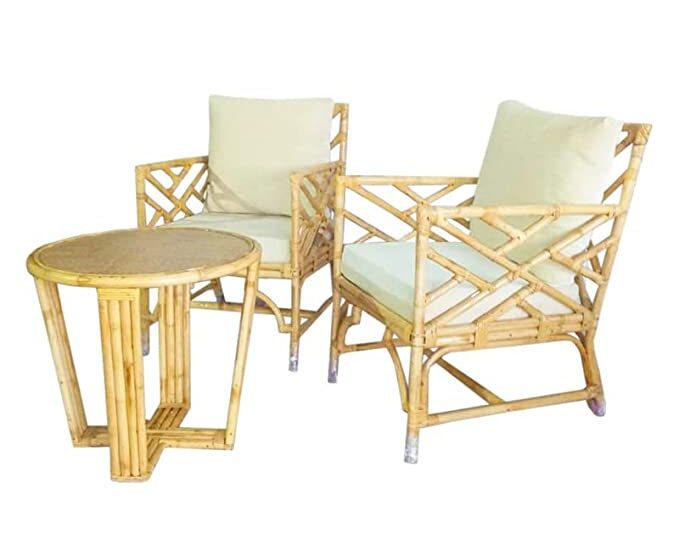 IRA Furniture Wooden Arm Chair for Living Room | Armchair for Outdoor & Balcony | Cane Wood, Light Brown