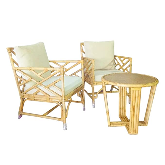 IRA Furniture Wooden Arm Chair for Living Room | Armchair for Outdoor & Balcony | Cane Wood, Light Brown - Image 3