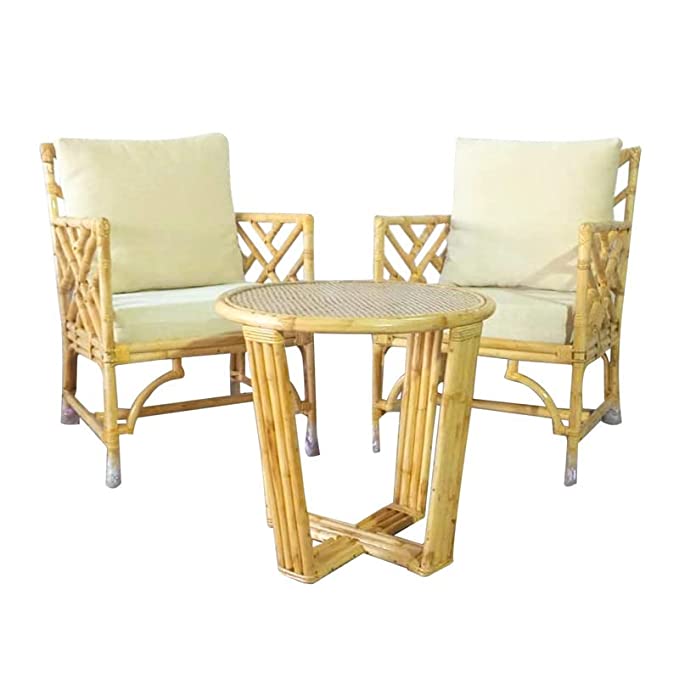 IRA Furniture Wooden Arm Chair for Living Room | Armchair for Outdoor & Balcony | Cane Wood, Light Brown - Image 2