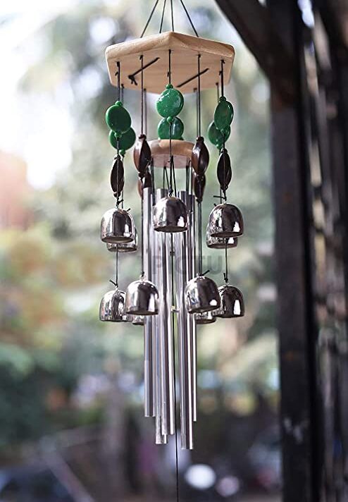 Paradigm Pictures Wind Chimes for Home Decoration & Positive Energy fengshui Items (Silver windchimes, 12 Bell & 6 Pipes)