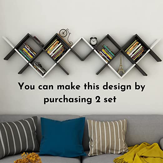 Wooden Cave Rubic Shape Wall Shelves for Wall Decor and neatly Organize Your Books on Them | Home Decor Wall Shelf for Office, Living Room, Bathroom, Kitchen (Multipurpose) Showcase (Brown) - Image 3