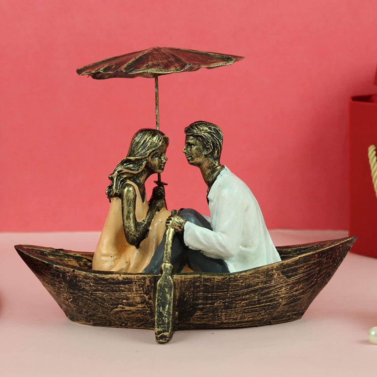 TIED RIBBONS Romantic Boat Couple Showpiece Statue for Home Decor Living Room Bedroom Decoration Items Gift to Wife Husband Boyfriend Girlfriend - Image 3