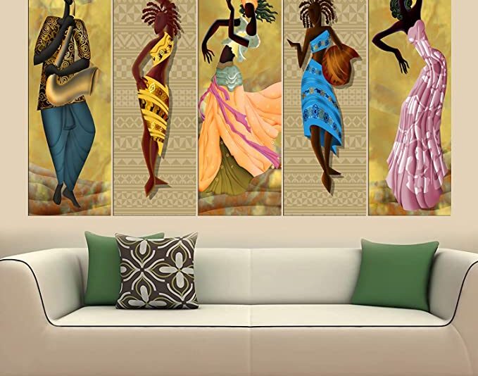 Maxstone Improve your place Nature Multiple Frames, Beautiful Folk Indian Dance Wall Painting- Multicolour, Big Size