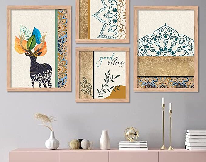 KOTART Paintings Set of 4 Framed Paintings for Wall Decoration, Bedroom - Framed Wall Posters/Paintings for Living Room with Frame - Big Size Wall Paintings/Hangings - Framed Wall Décor