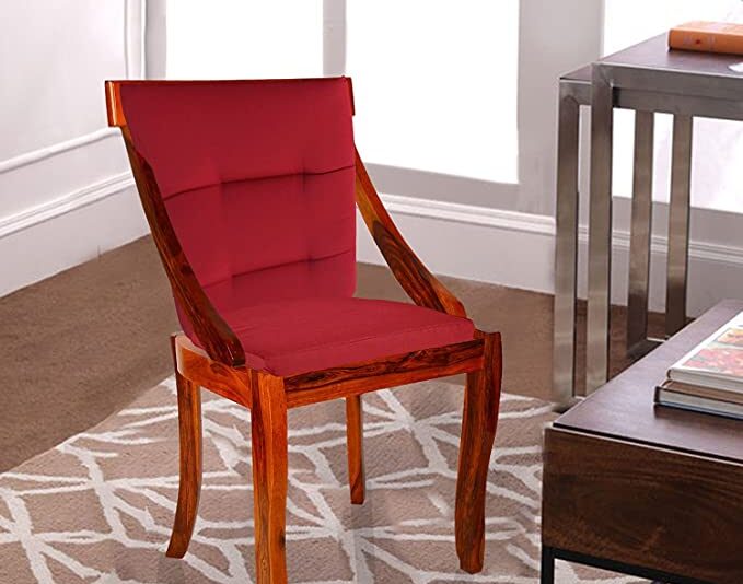 Shilpi Wooden Arm Chair with Cushions(Natural Teak) - Indian Sheesham Wood with Special PU Polish