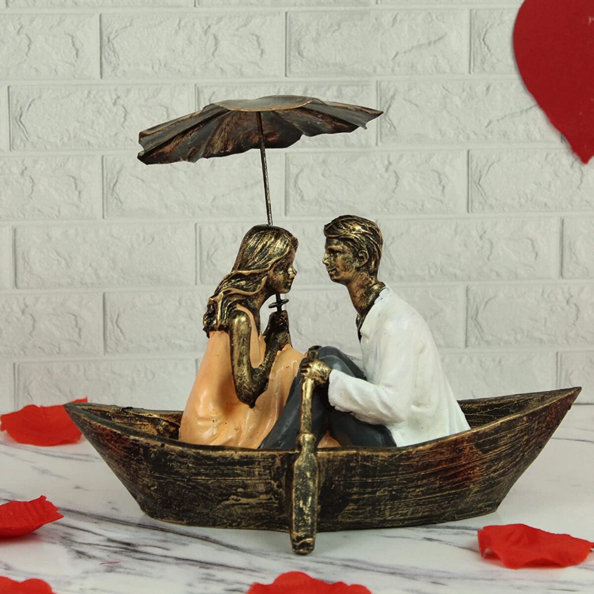 TIED RIBBONS Romantic Boat Couple Showpiece Statue for Home Decor Living Room Bedroom Decoration Items Gift to Wife Husband Boyfriend Girlfriend - Image 2
