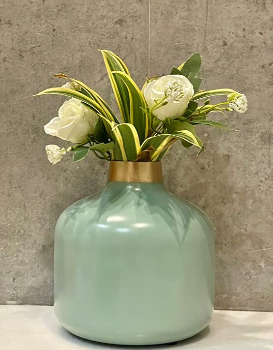Urban Born Metal Flower vase for Home Decor and Living Room Vintage Decor Antique Decor for Home décor (18x18x18 cm)