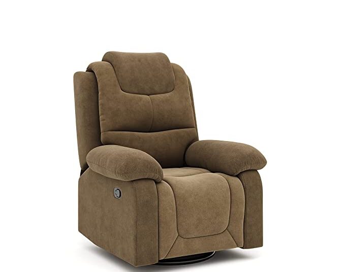 The Couch Cell Rocking Recliner In Olive Brown Fabric