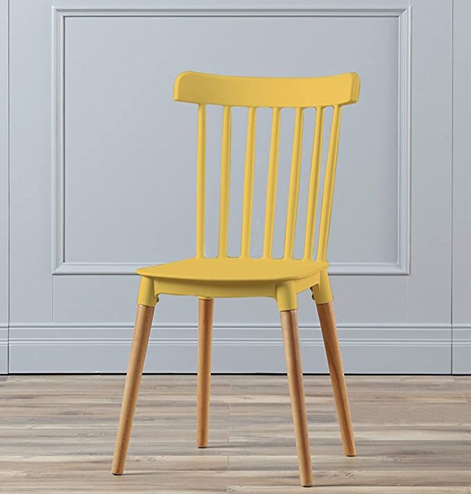 TIED RIBBONS Stylish Designer DSW Chair for Living Room Garden Patio Café Home Side Chair Office Accent Chair (Yellow, Set of 1)