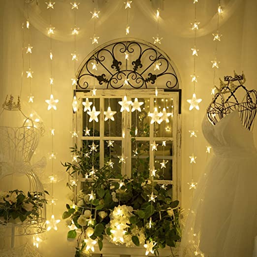 Quace Window Lights 20 Snowflakes Curtain Fairy Light Xmas Decoration for Indoor Party Bedroom (Warm White) - Image 3